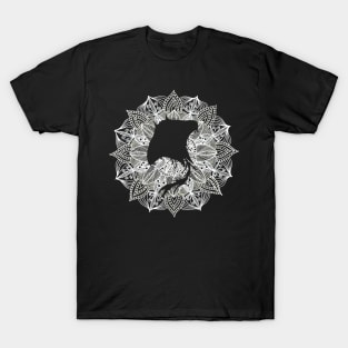 White Mandala Circle Manta Ray T-Shirt